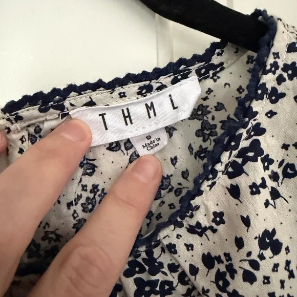 THML Black and Pink Floral Ruffle Blouse - Picture 2 of 7